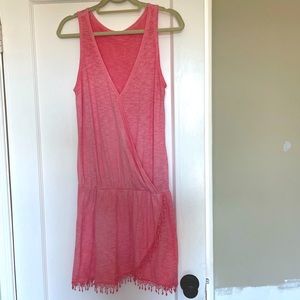 Pink V-neck dress / swim coverup